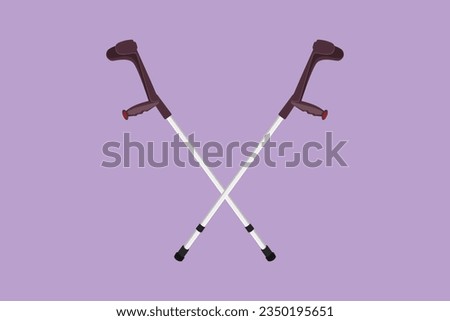 Cartoon flat style drawing crutches icon. Elbow crutch, telescopic metal crutch. Medical equipment rehabilitation for people with diseases of musculoskeletal system. Graphic design vector illustration