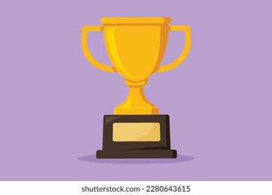 Cartoon flat style drawing gold cup award icon. Winner prize goblet. First place champion trophy reward. Success and business goals. Sport competition celebration. Graphic design vector illustration