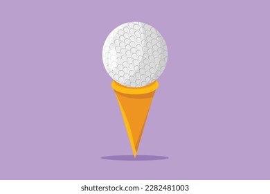 Cartoon flat style drawing golf ball on tee. Golf equipment icon in trendy flat style isolated. Symbol for your web site, logo, app, UI. Sport and physical activity. Graphic design vector illustration