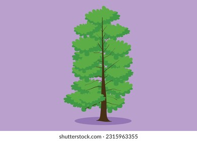 Cartoon flach gezeichnet grüner Baum fruchtbar einzeln auf blauem Hintergrund, Bäume für die Dekoration von Gärten, Park, Wald. Landwirtschaft. Earth Day, Natur, Ökologie-Symbol. Grafikdesign, Vektorgrafik