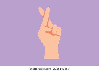 Cartoon flat style drawing hand gesture and cross finger  Emoji hand icon in internet platform chat  Communication and hand gestures  Nonverbal sign for education  Graphic design vector illustration