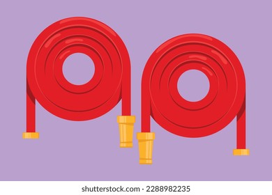 Cartoon flat style drawing red fire hose logo icon label in trendy style  Suitable for many purposes  Fire extinguishing equipment  Professional tool   instrument  Graphic design vector illustration