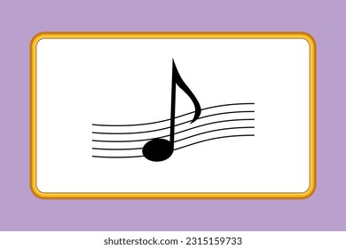 Dibujo de dibujo de estilo plano del símbolo de icono de la partitura aislado en el fondo. Símbolo musical de estilo minimalista para la música. Melodía de onda abstracta de moda. Ilustración vectorial de diseño gráfico