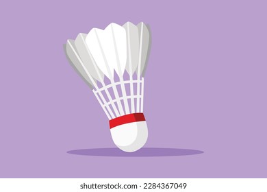 Cartoon flat style drawing shuttlecock for badminton logo. Sports equipment, hobbies. Standard of Olympic games, competitions, physical education, healthy lifestyle. Graphic design vector illustration