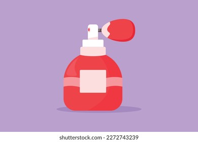 Cartoon flat style drawing stylized perfume flacons and bottles. Cosmetics icon, logotype, label, flyer, sticker, card. Perfume flat design cosmetic and spa concept. Graphic design vector illustration