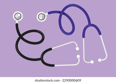 Cartoon flat style drawing of stylized stethoscope icon. Equipment for doctor examining patient heart beat condition. Medical health care service excellence concept. Graphic design vector illustration