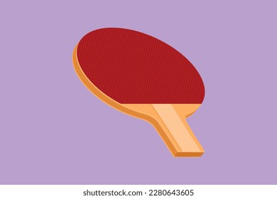 Cartoon flat style drawing table tennis racket and ball. Ping-pong sport game. Sports equipment logotype, symbol. Ping pong racket and ball icon close up isolated. Graphic design vector illustration