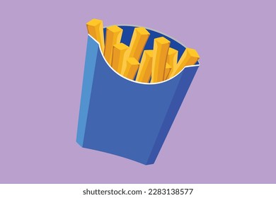 Cartoon flat style drawing two fresh delicious American french fries restaurant logo emblem. Fast food logo template concept for cafe shop or food delivery service. Graphic design vector illustration