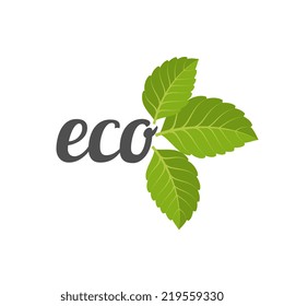 Cartoon flat style. Ecological logo elements, vector illustration