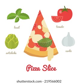 Cartoon flat style. Pizza, vector illustration
