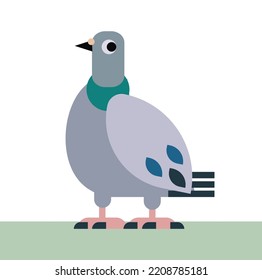 cartoon flat style vector illustration of pigeon bird