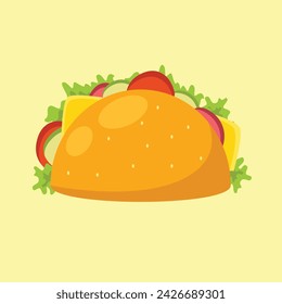 Cartoon flat tacos icon for fast food restaurant or cafe menu, advertisement, banners, stickers, logo design