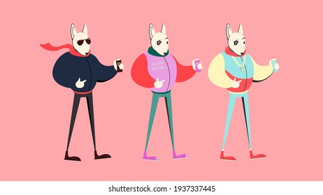 Cartoon flat vector bull terrier