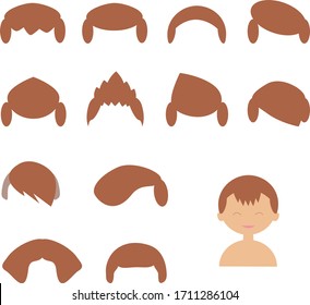 Cartoon flach Vektorillustration Charakter. Junge und Frisuren.