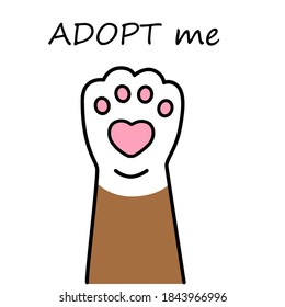 Cartoon flat vector illustration. Adopt me Dont buy. Cute cartoon character. Help animal concept pet adoption.