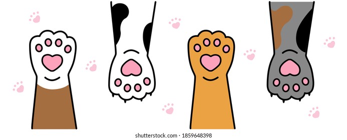 Cartoon flat vector illustration. Adopt me Dont buy. Cute cartoon character. Help animal concept pet adoption. Paw print.