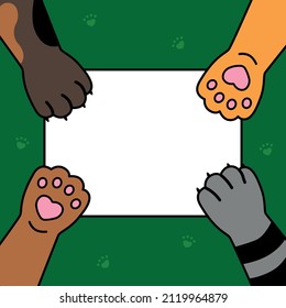 Cartoon flat vector illustration. Adopt me dont buy. Cute poster, Pet care social media cover, banner, thumbnail, poster.