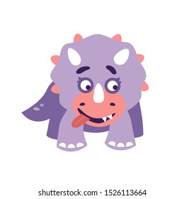 Cartoon flat vector illustration.  Cute dinosaur illustration. Animal. Dinosaur baby print.