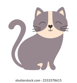 desenho animado vetor plano ilustração de gato bonito isolado no fundo branco, animal doméstico, animal de estimação macio