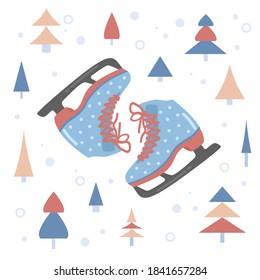 Cartoon flat vector illustration. Figure skating competition. Skates. Winter sports.