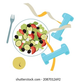 Dibujo vectorial plano ilustrativo de comida saludable. Verduras alimenticias frescas. Dieta.