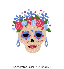 Cartoon flat vector illustration. Muertos, halloween, dead. The Day of the death in Mexico vector. Dia de los Muertos.