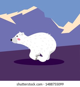 Cartoon flat vector illustration.  Polar bear illustration. Winter.