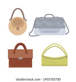 Cartoon flat vector illustration wardrobe. Design bags. Fashion. Accessory.