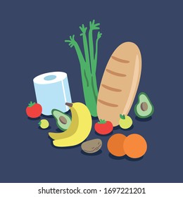 Cartoon flat vector illustration. Zero waste . Eco products. Vegetables, fruits. 