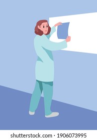 Cartoon flat vector isolated female doctor or nurse character 