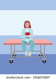 Cartoon-Flavektor, einzelne weibliche Ärztin oder Krankenschwester 