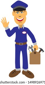 Cartoon Flat Vector Service Guy Arriving Stock Vector (Royalty Free ...