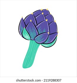 Cartoon flat vegetable artichoke isolated