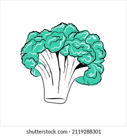 Cartoon flat vegetable broccoli isolated