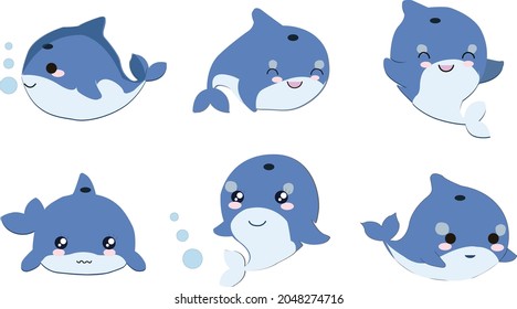 Cartoon flat whale shark vector graphic element