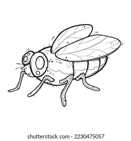 Cartoon flies illustration cute vector. Coloring pictures, clip art, icons for decoration.