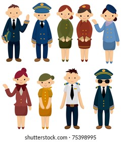 Cartoon Flight Attendant/pilot Icon