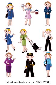 Cartoon Flight Attendant/pilot Icon