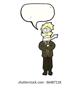 cartoon flight captain in scarf with speech bubble