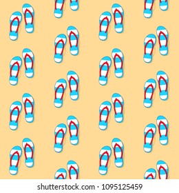 Cartoon flip flops vector pattern. Striped beach slippers.