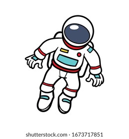 Cartoon Floating Astronaut Vector Illustration