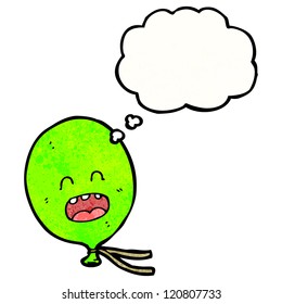 Cartoon schwimmender grüner Ballon mit Denkblase