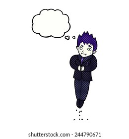 cartoon floating vampire with thought bubble