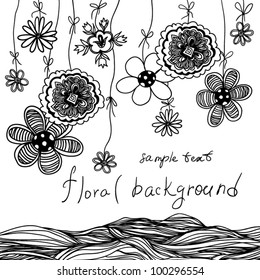 Cartoon floral background  Seamless texture with flowers.
