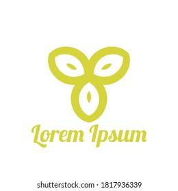 Cartoon floral logo, flower icon in flat style isolated on white background. Vector illustration. 