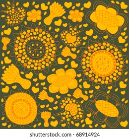 Cartoon floral seamless pattern