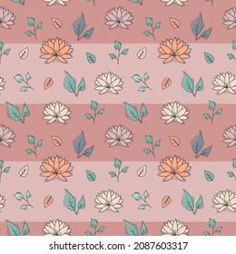 Cartoon floral seamless pattern in boho colours can be used for textile, poster, design etc