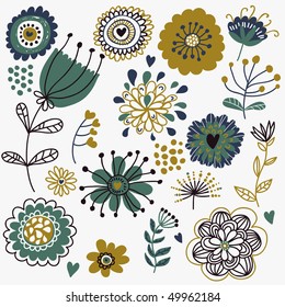Cartoon floral set
