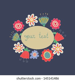 Cartoon floral vector card