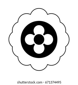 cartoon flower in black and white line icon image 